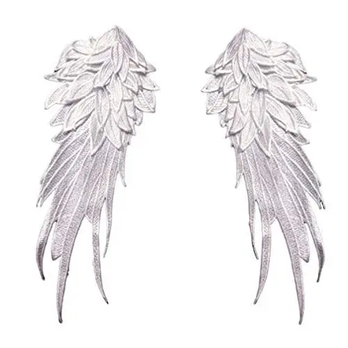 Produktbild: EXCEART 1 Paar Flügel Aufnäher Engelsflügel Bügelbild DIY bestickte Applikation Bling Flügel für Jacken Tuch Dekoration, Polyestergarn., weiß, 40x16x2cm