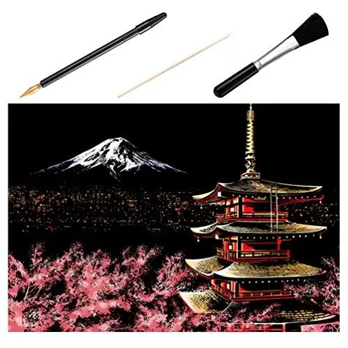 Produktbild: EXCEART 1 STK. Kratzmalerei Kunst DIY Kratzbild Nachtansicht Kratzmalerei DIY Bastelzeichnung (Japan Mount Fuji)