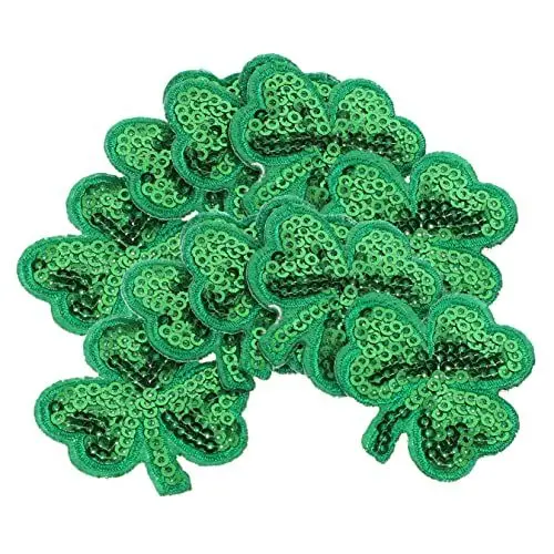 Produktbild: EXCEART Klee Patch 20 StüCk St. Patrick'S Day Kleeblatt Patches Glitzernde Pailletten AufnäHer FüR Kleidung Diy Dekoration