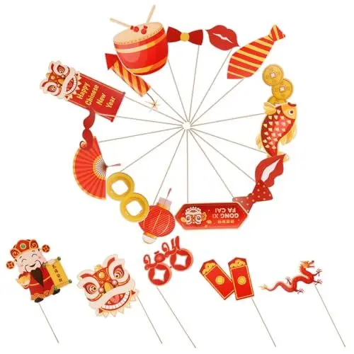 Produktbild: EXCEART 1 Satz Karpfen-Requisiten für das Jahr des Drachen Frohes neues Jahr Foto-Requisiten 2024 chinese new year chinesisch neujahr Zubehör für Fotokabinen aus Papier Partydekoration