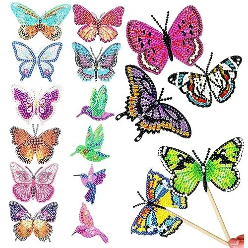 Produktbild: EXCEART 1 Satz Schmetterlings-vogel-garten-ziegelstein-malset Blumenpicks Vogel-diamant-kunsteinsätze Schmetterlingsornamente Niedliche Pflanzenstecker Hauptquelle Acryl 5d Kunstbedarf