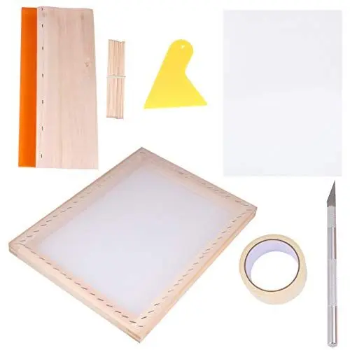 Produktbild: EXCEART 1 Set Siebdruck Starter Kit Holz Siebdruck Rahmen Rakel Inkjet Transparenz Film Cutter Masking Klebeband für DIY Siebdruck Zubehör