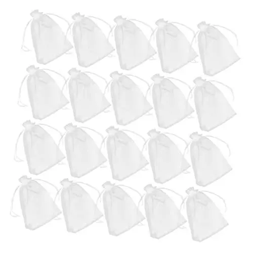 Produktbild: EXCEART 200 Stk Mesh-tasche Mit Kordelzug Geschenk Behandeln Tasche Kleine Zugbeutel Snack Partytaschen Mit Kordelzug Reise-schmuckbeutel Keksbeutel Reisen Organza Weiß Atmungsaktiv