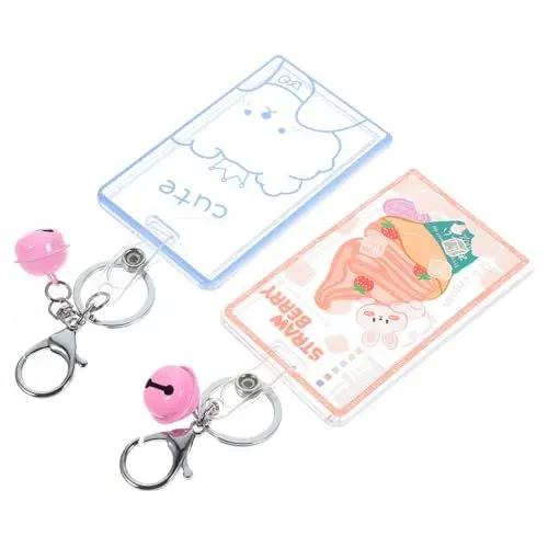 Produktbild: EXCEART 2St Inhaber eines Studentenausweises Namensschildhalter Ausweishalter mit Ring Karten decken ID-Karten-Abdeckung Acryl Schutzhülle Essenskarte Klipp Arbeit Kartenabdeckung