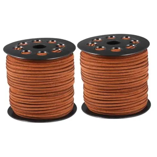 Produktbild: EXCEART 2 Rollen Lederschnürung Lederhalskette Lederband Für Schmuck Fußkettchen Halskette Seil Handwerk Bastelschnur Halskettenband Aus Leder Perlenschnur Halsband Elastisch Schmuckschnur