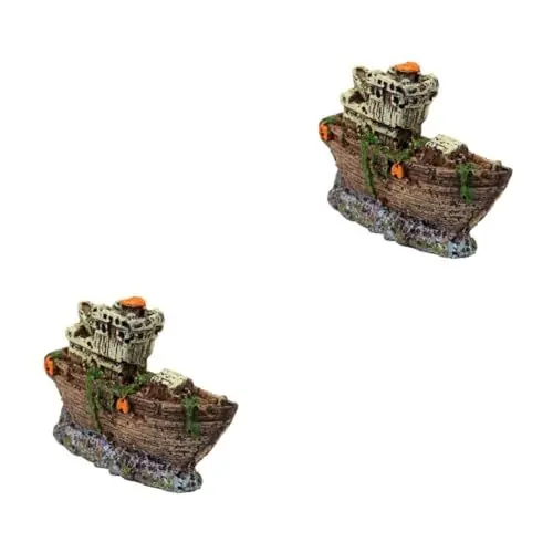 Produktbild: EXCEART 2 STK Piratenboot Harzornament Piratenschmuck Piratenschiff-Ornament Aquarium Zubehör dekoratives Boot