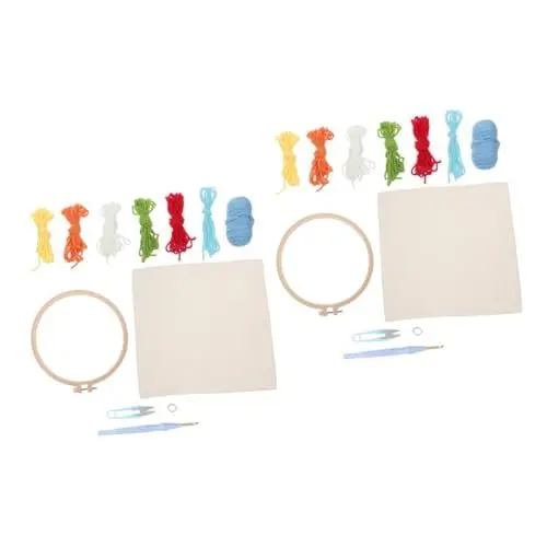 Produktbild: EXCEART 2 Sätze Stickformfaden Handarbeitsset für Kinder Punch Embroidery Set für Kinder Kreuzhandwerk für Kinder Stickwerkzeug-Set Stanzstickset für Anfänger Bastelwerkzeug für Kinder