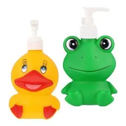 Produktbild: EXCEART 2 Stücke Kinder Seifenspender Cartoon Frosch Ente Tier Hand Seife Pumpe Spender Flaschen Körperlotion Shampoo Dusche Gel Dispenser 300Ml für Küche Badezimmer