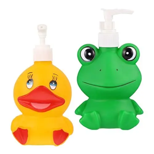 Produktbild: EXCEART 2 Stücke Kinder Seifenspender Cartoon Frosch Ente Tier Hand Seife Pumpe Spender Flaschen Körperlotion Shampoo Dusche Gel Dispenser 300Ml für Küche Badezimmer
