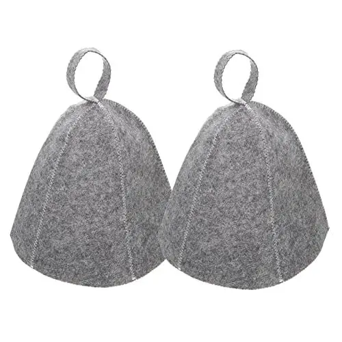 Produktbild: EXCEART 2 Stücke Saunahut Filz Sauna Mütze Sauna Set Filzhut Saunakappe Badekappe Filzkappe Wollfilzmützen für Damen Herren Wellness Dusche Sauna Zubehör Kopfbedeckung Grau für Sauna