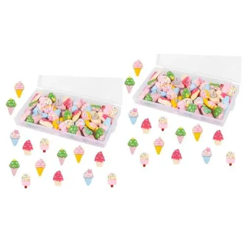 Produktbild: EXCEART 30 STK Eiscreme-Stift büroartikel bürobedarf Reißzwecken in Eisform Büro-Schreibtischzubehör Korkplatte Schreibtischaccessoires für Frauen praktische Reißnägel Multifunktion Karte