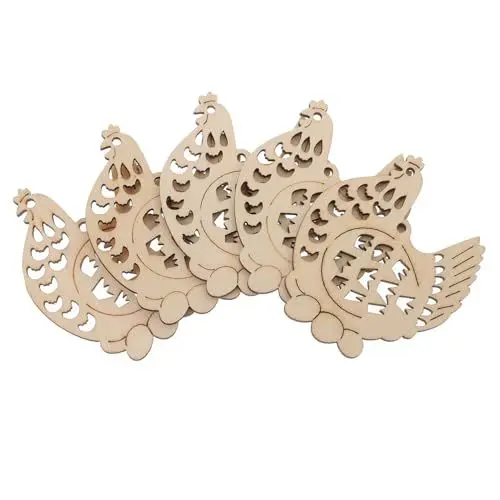 Produktbild: EXCEART 30-teiliges Osterschmuck-set Unlackierte Hühnerscheiben Aus Holz Zum Osterbasteln Osterdeko-set Doppelseitig für Malspaß