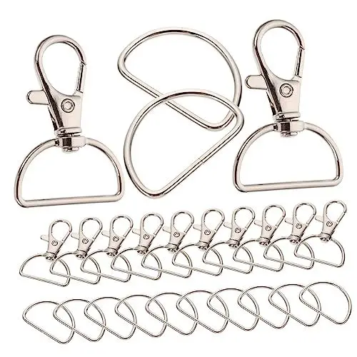 Produktbild: EXCEART 35 Sätze D Schnalle Diy Schlüsselanhänger Clips Schnallen Edelstahlverschlüsse Schlüsselzubehör Clips Für Taschenschnallen D-ring Rostfreier Stahl Qualität Schließe Rotieren