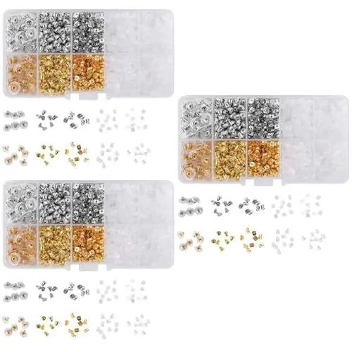 Produktbild: EXCEART 3er-set Ohrring-zubehör-set 10 Verschiedene Stile Ohrmutter-sets Ohrring-verschluss Silikonschmuck Für Ohrhaken 1200 Stück * 3