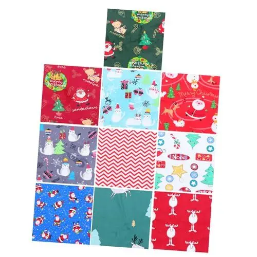 Produktbild: EXCEART 3 Sätze Weihnachtsdekostoff Weihnachtsquilt Patchworkstoff Weihnachtsbastelstoff Nähstoff Weihnachten DIY Stoff Quiltstoff DIY Druckstoff Patchwork 10 Stück * 3