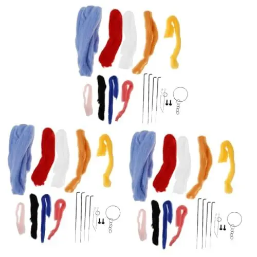 Produktbild: EXCEART 3 Sets Erwachen Wollfilz Nadelfilz Set DIY Filzmaterial Filzwolle Bastelzubehör Filz Bastelwerkzeuge Filz Nähwerkzeuge Handgemachtes Filzmaterial