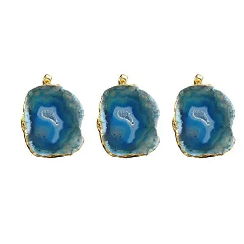 Produktbild: EXCEART 3 Stk Achat Steinketten Halskette Mit Natursteinanhänger Geode Halskette Natürliche Achatscheiben Achat Diy Anhänger Karneol Halskette Anhänger Zubehör Pullover Kette Kristall