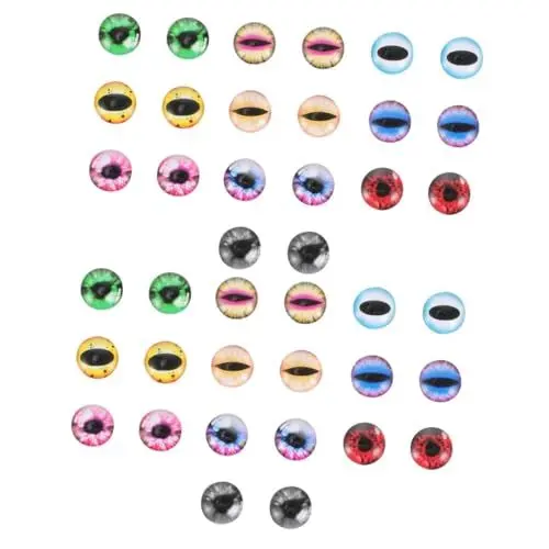 Produktbild: EXCEART 40stücke Glas-patch Schmuckherstellung Augen- Für Bastelarbeiten Runde Glaskristall-augen Für Puppen Und Stofftiere Verschiedene Designs
