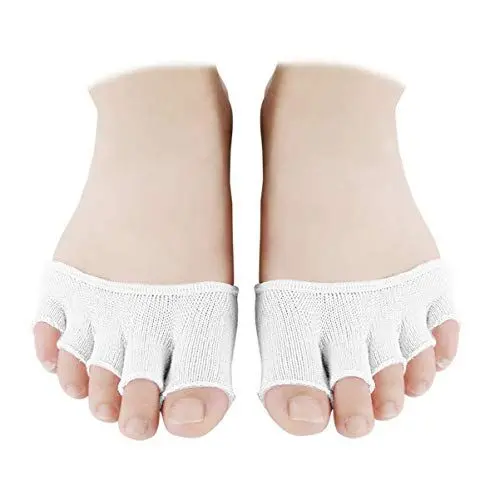 Produktbild: EXCEART 4 Paare Zehlinge Füßlinge Socken öffnen fünf halbe Zehensocken Unsichtbare Sportsocken Yoga Socken Vorfußsocken Frauen Rutschfeste Pilates Balletttanz Zehenschutz - Weiß