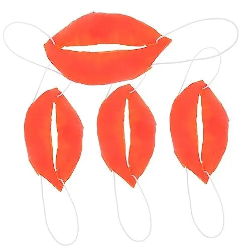 Produktbild: EXCEART 4 Stück Cosplay-Zubehör Rote Lippen-Mund-Requisite Karneval-Zirkus Halloween-Scherz-Requisiten Clown Lesezeichen Rubbel Plastik Maske Wurst