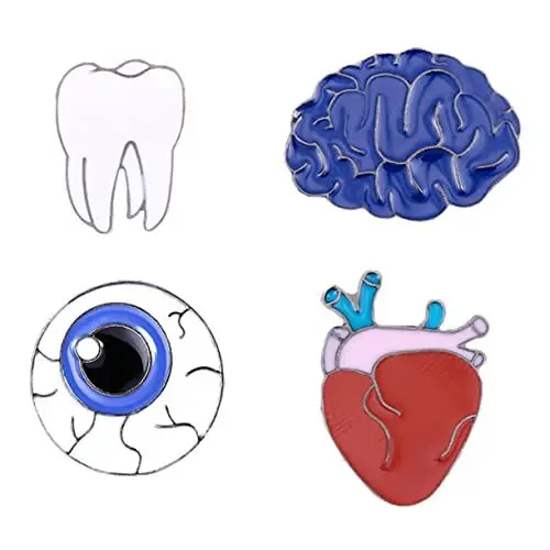 Produktbild: EXCEART 4stücke Kreative Organ Broschen Lustige Und Dekorative Broschen Für Kleidung Taschen Und Halloween Mit Augen Zähnen Herzen Und Gehirnen Aus Langlebigem Legierungs-material