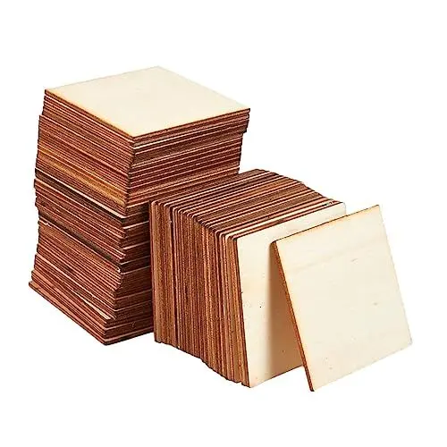 Produktbild: EXCEART Holzscheiben Zum Basteln – 50 Quadratische Unbehandelte Holzspäne – Perfekt Für Partys Dekoration Handmalereien Schulprojekte