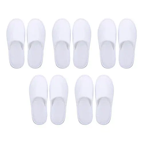Produktbild: EXCEART 5 Paare Spa-Hausschuhe Hausschuhe Für Gäste Damen Badeschuhe Hüttenschuhe Damen Gäste Hausschuhe Alias ​​para Mujer Verfügbar Hotelbedarf Schüttgut Baumwolle Männer Und Frauen Weiß