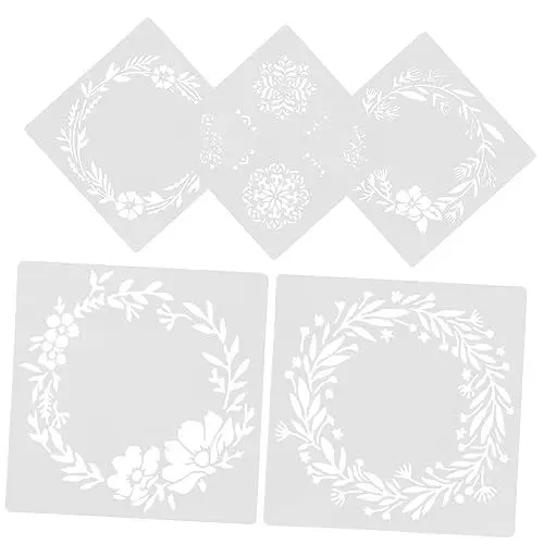 Produktbild: EXCEART 5st Blumenschablonen Zum Malen Blumen Blätter Schablone Mandala-kunstvorlage Blattvorlage Blumenschablonen Zum Basteln Blumen Vorlage Das Haustier Blumenmalerei Weiß Empfindlich