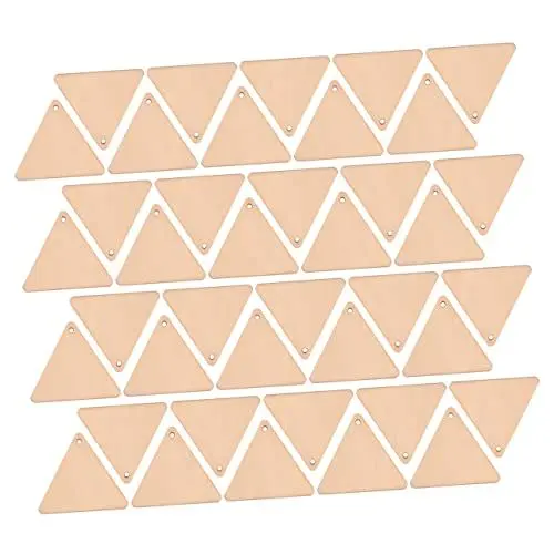 Produktbild: EXCEART 60st Perforierte Dreieckige Holzspäne Diy-handwerk Mdf-platte Unvollendete Ohrringanhänger Unbehandeltes Holz Decoraciones Para Sala De Casa Holzausschnitt Sägespäne Handbuch Kind