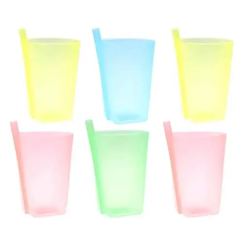Produktbild: EXCEART 6 Stück Bunte Schluckbecher mit Eingebautem Strohhalm für Kleinkinder Kinder Stapelbarer Plastikbecher mit Strohhalm