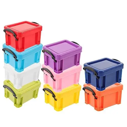 Produktbild: EXCEART 9st Aufbewahrungsbox Für Kleiner Bastelkisten Mini-aufbewahrungsbehälter Tragbare Aufbewahrungsbox Kleine Aufbewahrungsbehälter Aus Kunststoff Halter Bunt Schreibwaren Plastik