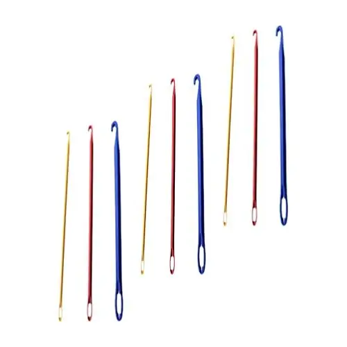 Produktbild: EXCEART Stricknadeln Nähen 9 Stücke Häkeln Haken Set Multicolor Aluminium Häkeln Haken Stricknadeln Handwerk Garn Aluminium Ergonomische Griff Häkeln Stanz Häkelnadeln