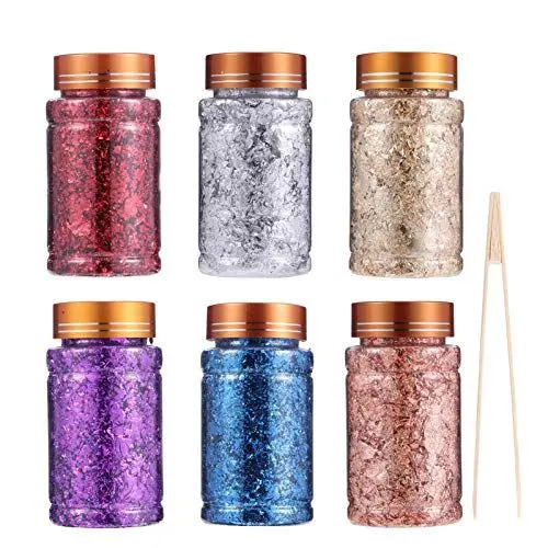 Produktbild: EXCEART Aufkleber Set Essbare Gold Blatt Flakes Gold Flake Dekorative Gerichte Echtem Gold Blatt für Kochen Kuchen Schokolade Dekoration Gesundheit Spa Tortendeko Einschulung