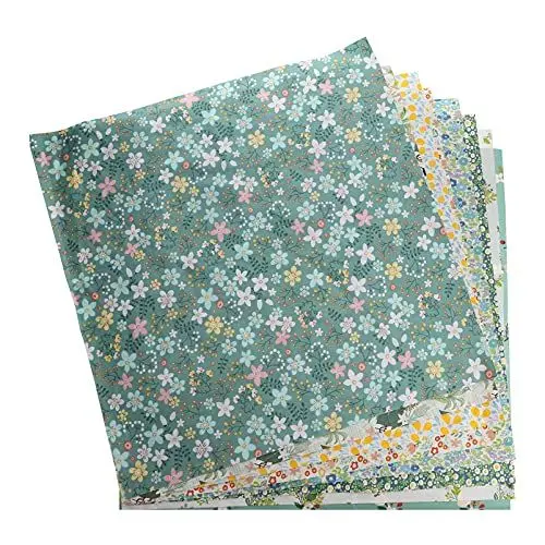 Produktbild: EXCEART Baumwollstoffbündel 8 Bl? Stoff Bundle Floral Stoff Quadrate N?Hen Patchwork für DIY N?Hen Scrapbooking Quilten 50CM Stoffreste Quiltstoffbündel