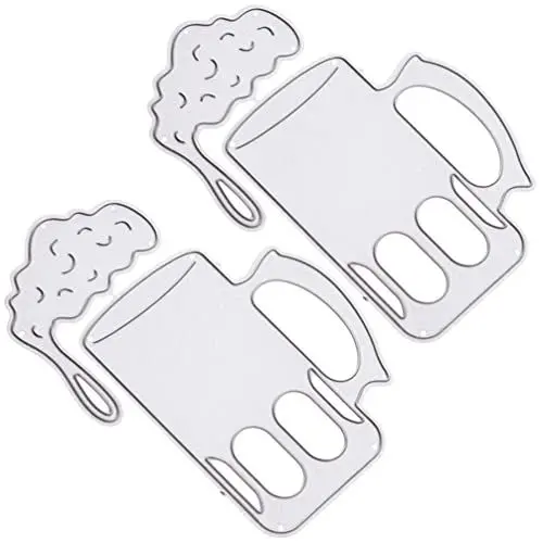 Produktbild: EXCEART Bierkrug Stanzformen: 2 Stücke Metall Papier Handwerk Kunst Diecuts Vorlage Schablone Bier Prägeschablone für Scrapbooking DIY Album Papier Karten Kunsthandwerk Dekoration