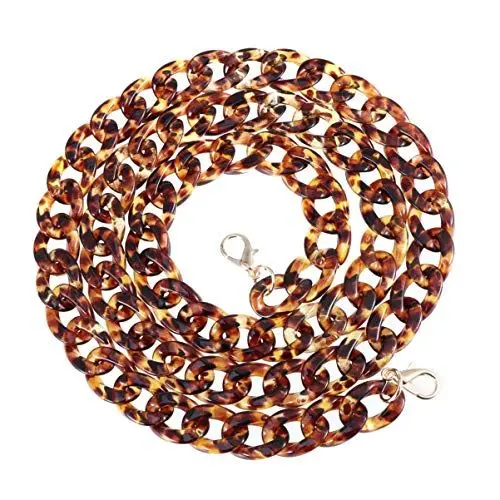 Produktbild: EXCEART DIY Flache Tasche Kettenriemen Handtasche Ketten Ersatz Acryl Geldbörse Schulter Crossbody Ketten Ersatzriemen mit Metallschnallen Leopard Kaffee