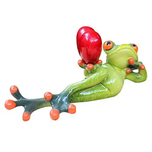Produktbild: EXCEART Dekofigur Frosch aus Kunstharz, dekoratives Herz, Froschfigur, grüner Frosch, Geschenk, Schreibtisch, Tierstatue, Skulptur, Kunstfigur, Mittelstück
