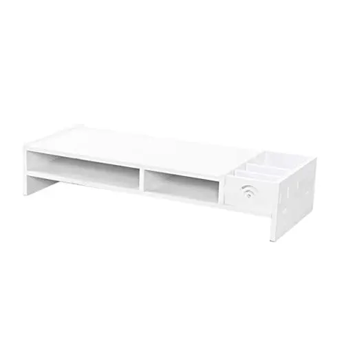 Produktbild: EXCEART Stabile Monitorhalterung Desktop-box Organizer Schreibtisch-aufbewahrungsregal Monitorständer Weiß Für Büro Und Zuhause