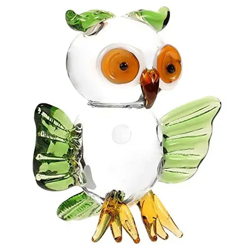 Produktbild: EXCEART Grüne Eule Geblasenes Glas Figur - Feng Shui Kristall Statue Miniatur Tierkunst Briefbeschwerer Sammlerstück Skulptur Geschenk Tischdekoration