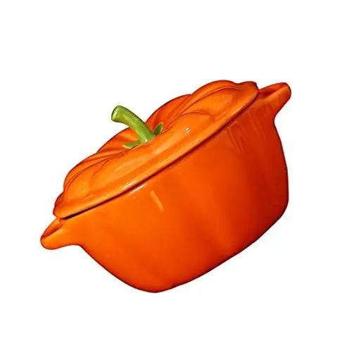 Produktbild: EXCEART Kürbissaucepan. Kleiner Keramikeintopf Pot Miso Suppenschüssel mit Deckelschale Kürbis Gemüse Keramik Suppenschüssel Für Vögel Nest Dessert Nudelsuppe Salat Teigwaren Suppe Mit Griff.