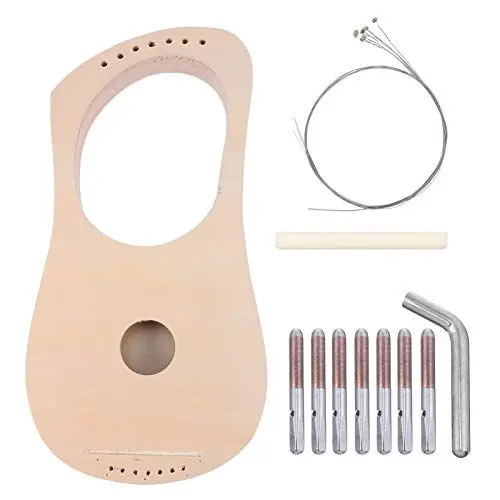 Produktbild: EXCEART Leier Harfe 7 String DIY Kit Holz Mahagoni Leier Harfe mit Tuning Wrench Extra String Musical Saiten Instrument für Kinder Und Erwachsene