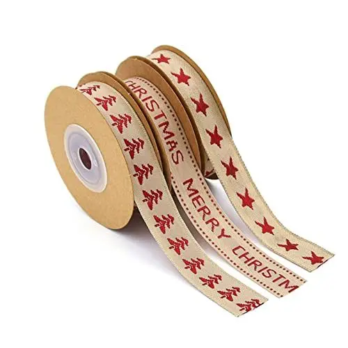 Produktbild: EXCEART Leinenbänder aus Baumwolle Weihnachtsband Weihnachtsbaumgirlande Band für Schleifen Sackleinenband für kleine Geschenkband selber machen Krawatte Kunsthandwerk