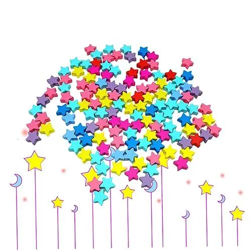 Produktbild: EXCEART Lernspielzeug Für Kinder 100st Farbperlen Holzspielzeug Holzperlen Perlen Für Die Herstellung Von Halsketten Sternperlen Armbandperlen Handbuch Bambus Kind Zubehör