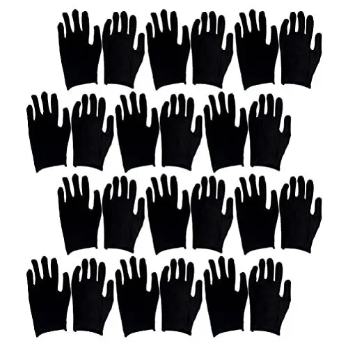 Produktbild: EXCEART Medizinische Handschuhe 12 Paare Baumwollhandschuhe Weiche Handschuhe Dehnbarer Futterhandschuh für Malerei J?ten Instrument Hausarbeit Mache Stoffhandschuhe Schwarz