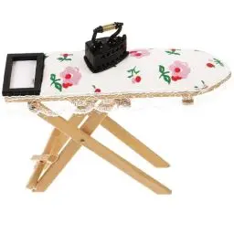 Produktbild: EXCEART Mini-Spielzeug Puppenhaus-Miniatur-Bügelset Bügelbrett-Set Im Maßstab 1:12 Holzmöbel Modell Miniaturzimmer Künstliches Dekoration Lebensszene Ornament Miniaturmöbel