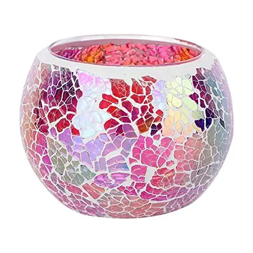 Produktbild: EXCEART Mosaik Kerzenhalter Glas Votiv Kerzenhalter Transluzenten Teelicht Tasse Tisch Kerzenhalter Dekoration Glas Teelichthalter Bunte