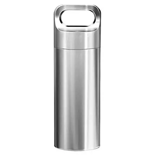 Produktbild: EXCEART Schlüsselanhänger Pillendose Titanlegierung Tragbar Wasserdicht Pillenbox Tablettendose Tablettenbox für Fischöl Unterwegs Outdoor Camping Reise Schlüsselhalter