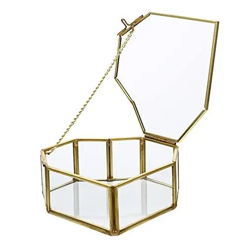 Produktbild: EXCEART Schmuckschatulle Glas Herz Form Schmuckdose Ringhalter Ohrringe Halskette Organizer Schmuckbox Schmuck Display Aufbewahrungsbox für Verlobung Heiratsantrag Ringe Schmuckstücke S