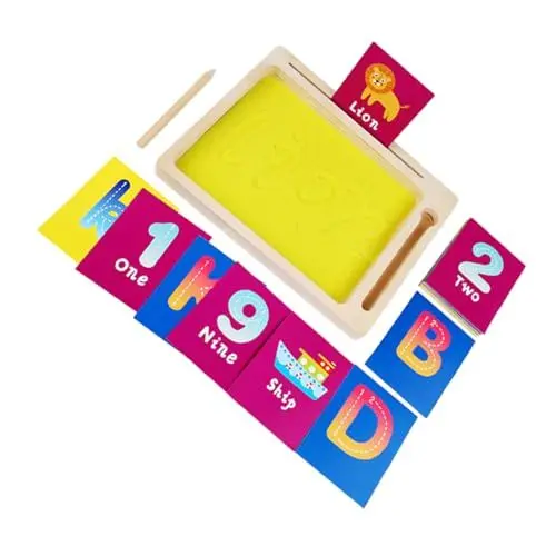 Produktbild: EXCEART Spielzeugset zum Sandmalen Sandmalerei Sensory sandspielzeug für DIY Sandmalerei Lernendes sensorisches Alphabet-Lernspielzeug Holz