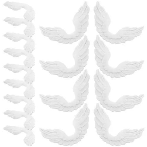 Produktbild: EXCEART Stück Miniatur Engelsflügel Mini Angel Flügel Weihnachtsschmuck Kunststoff Angel Wings 3D Flügel Patches Baumschmuck für DIY Handwerk Weihnachten Party Favor Deko Weiß